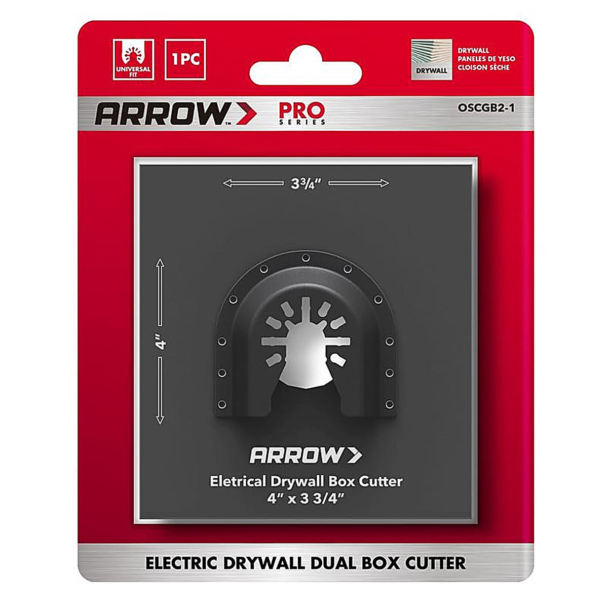 Arrow - OSCGB2-1 - Pro 3-3/4 In. L X 4 In. W Bi-Metal Square Drywall Blade Multi-Material 1 Piece