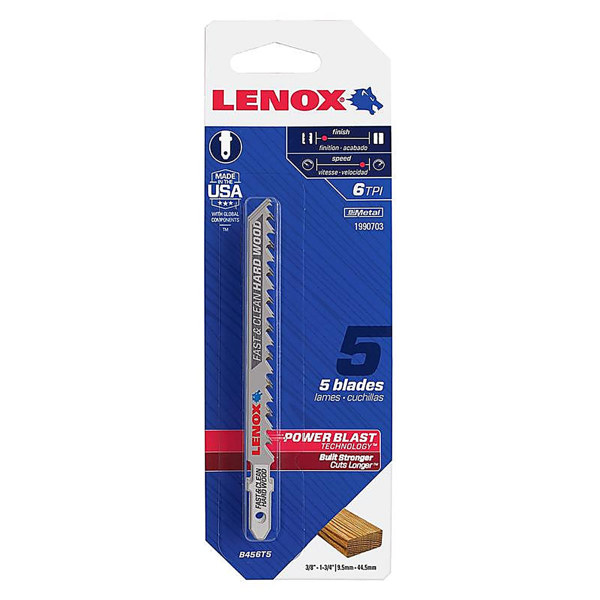 Lenox 1990703 4 in. Bi-Metal T-Shank Jig Saw Blade 6 TPI 5 pk