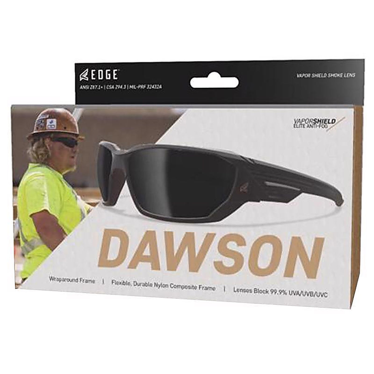 Edge Eyewear - XD416VS-SL - Dawson Anti-Fog Safety Glasses Smoke Lens Black Frame 1 Pack