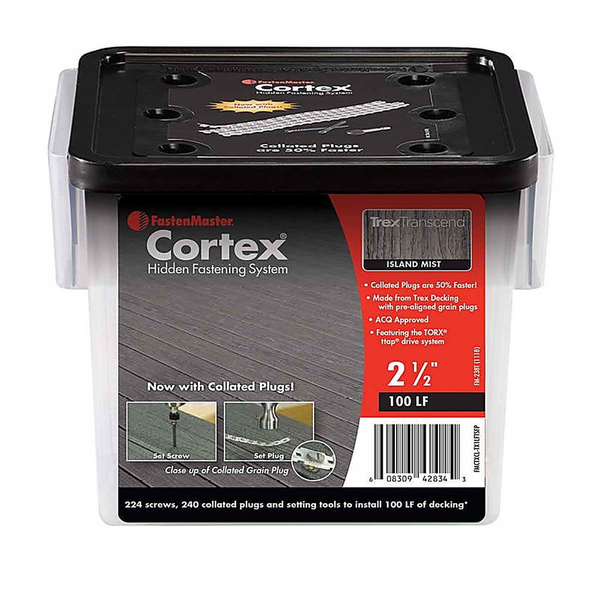 Fastenmaster - CTXCL-TX1LFTSLM - Cortex No. 10 X 2-1/2 In. L Island Mist Torx Ttap Button Head Hidden Deck Fastener 224