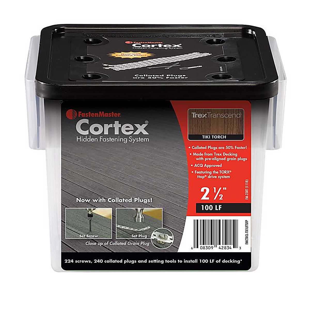 Fastenmaster - CTXCL-TX1LFTSTT - Cortex No. 10 X 2-1/2 In. L Tiki Torch Torx Ttap Button Head Hidden Deck Fastener 224 P