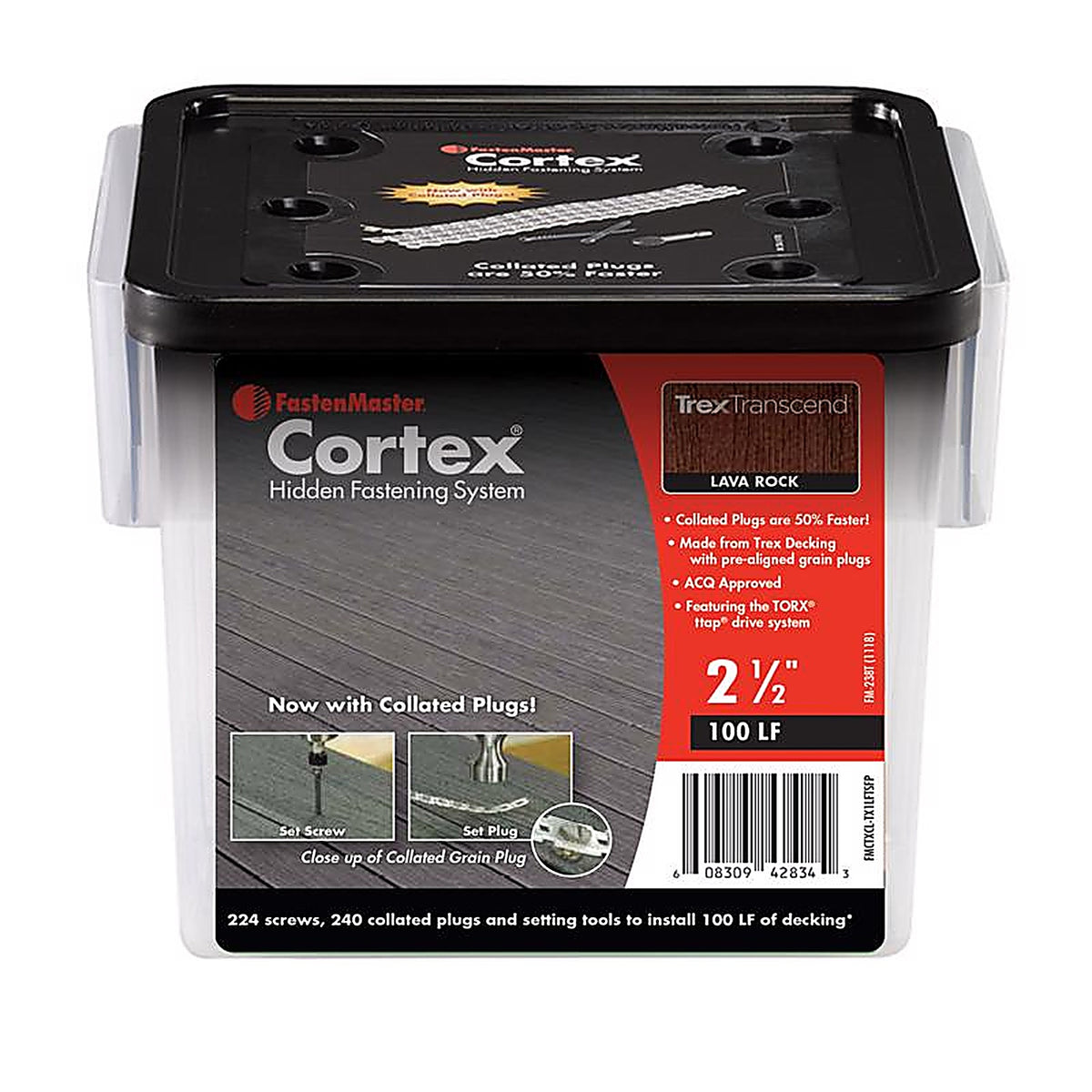 Fastenmaster - CTXCL-TX1LFTSLR - Cortex No. 10 X 2-1/2 In. L Lava Rock Torx Ttap Button Head Hidden Deck Fastener 224 Piece