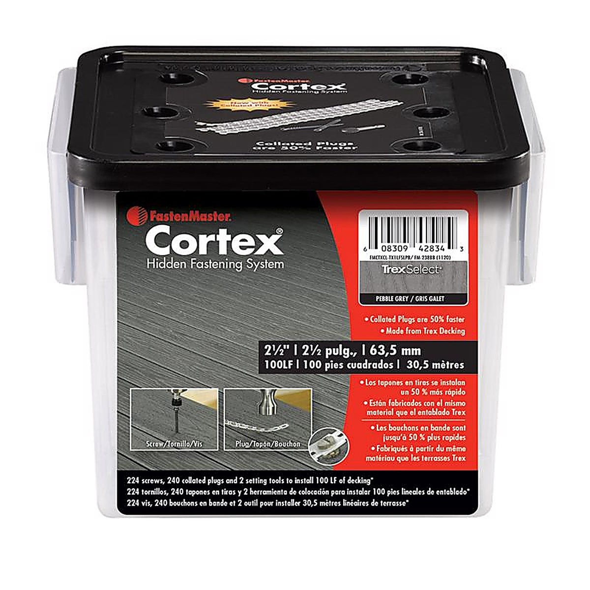 Fastenmaster - CTXCL-TX1LFSLPB - Cortex No. 10 X 2-1/2 In. L Pebble Gray Torx Ttap Button Head Hidden Deck Fastener 224