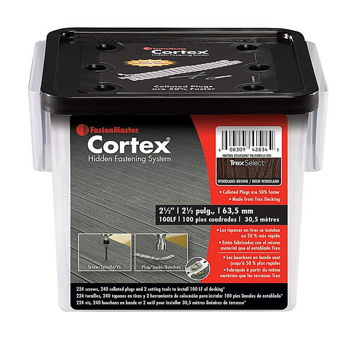 Fastenmaster - CTXCL-TX1LFSLWB - Cortex No. 10 X 2-1/2 In. L Woodland Brown Torx Ttap Button Head Hidden Deck Fastener 2