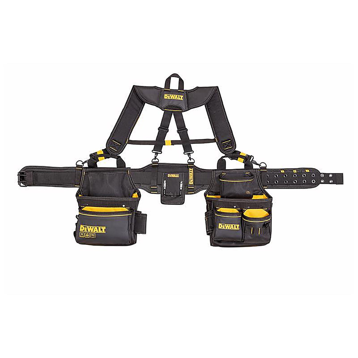 DeWalt - DWST540602 - 25 Pocket Ballistic Nylon Professional Tool Belt with Suspenders Black/Yellow
