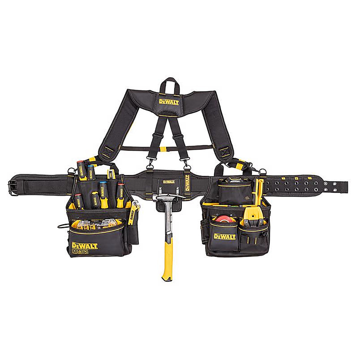 DeWalt - DWST540602 - 25 Pocket Ballistic Nylon Professional Tool Belt with Suspenders Black/Yellow