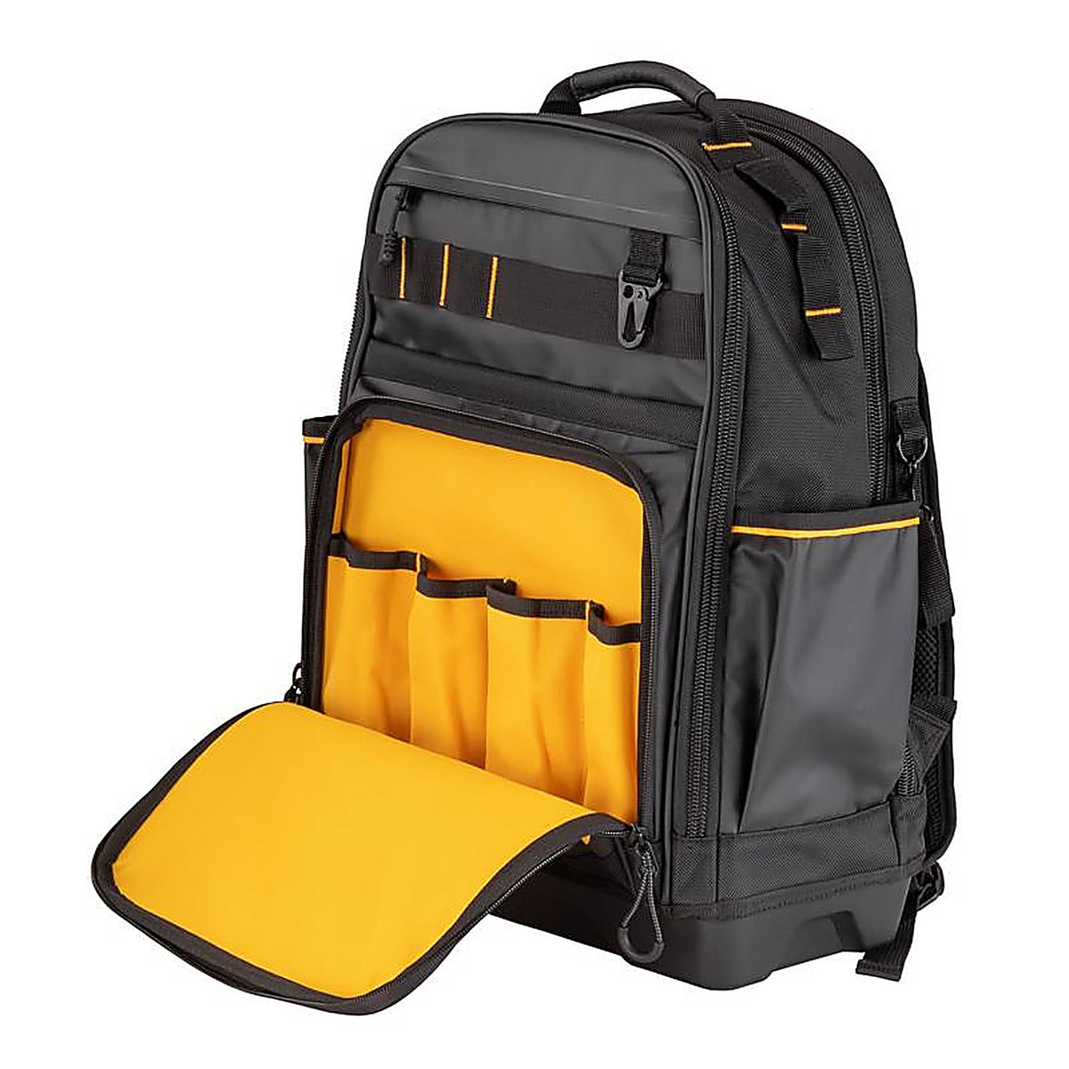 DeWalt - DWST560102 - 7.75 In. W X 18.75 In. H Polyester/Tarpaulin Pro Backpack Tool Bag 43 Pocket Black/Yellow 1 P