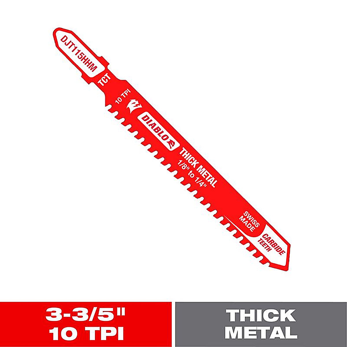 Diablo - DJT155HHM - 3-3/5 In. Carbide T-Shank Thick Metal Jig Saw Blade 10 TPI 1 Blade