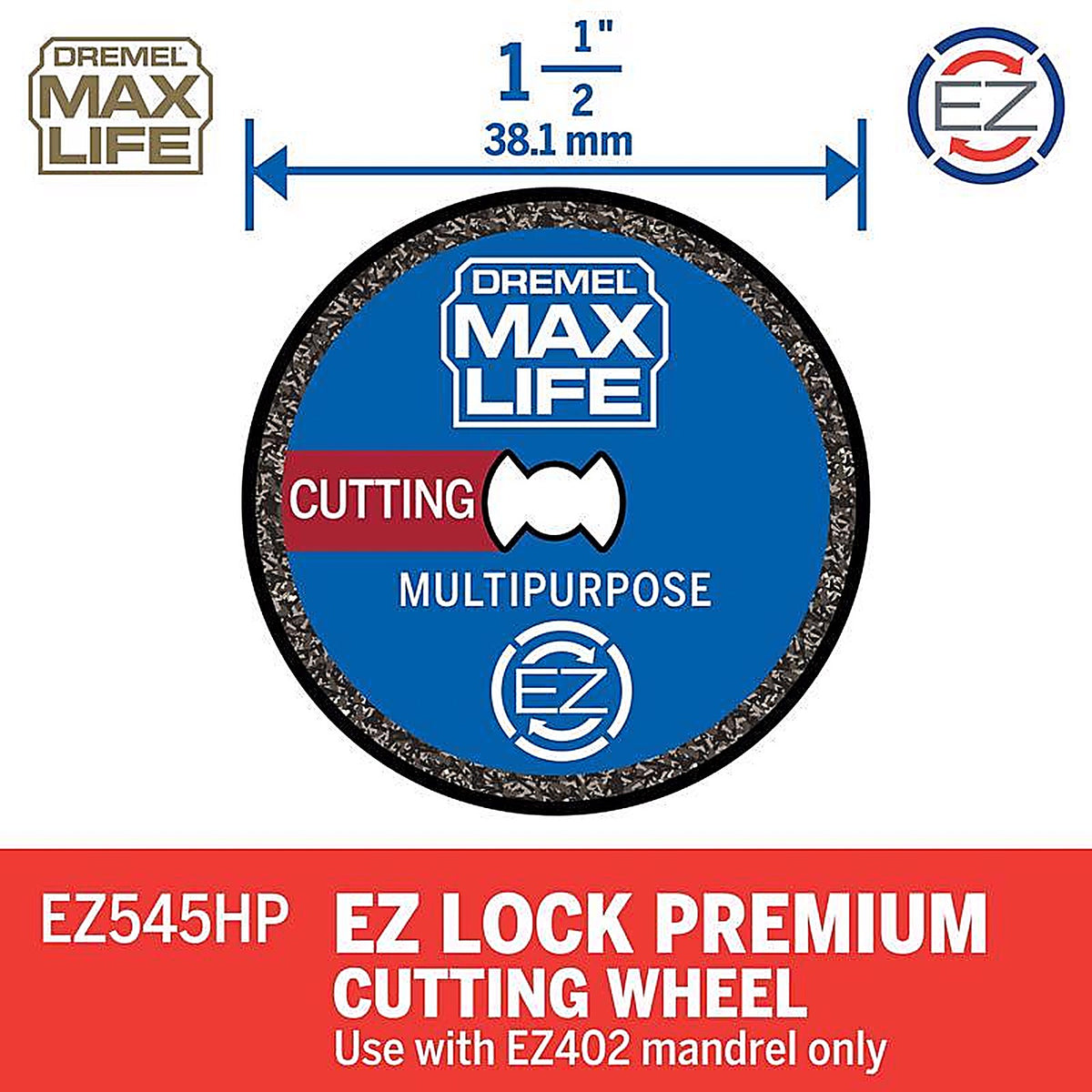 Dremel - EZ545HP - Ez Lock 1-1/2 In. X 1.5 In. L X 0.039 In. W Diamond Round Cutting Wheel 1 Pack