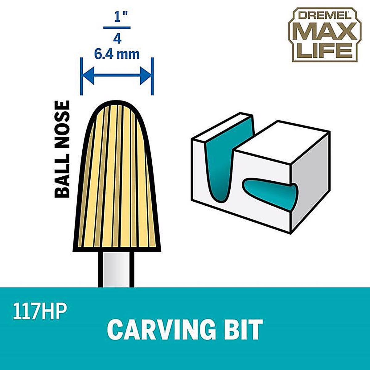 Dremel - 117HP - Max Life 1/4 In. X 1.5 In. L X 0.25 In. W High Speed Steel Bullet High Speed Cutter Multi-Mat