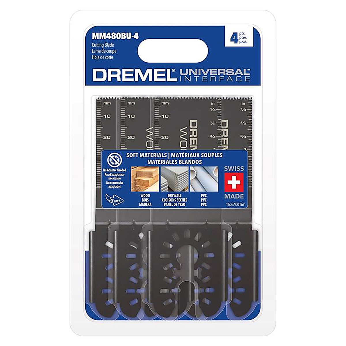 Dremel - MM480BU-4 - 2 In. L High Carbon Steel Flush Cut Oscillating Blade Set 4 Pack