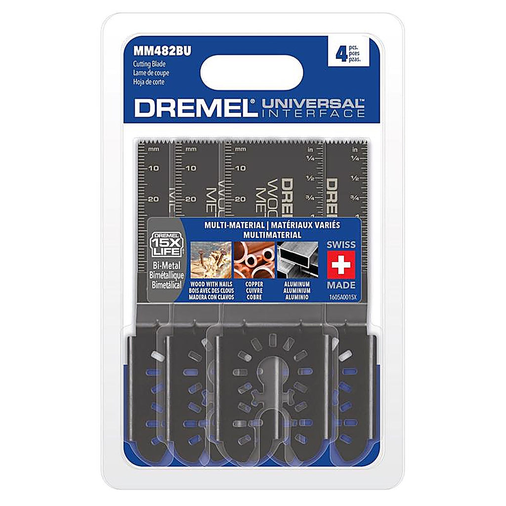 Dremel - MM482BU-4 - 1-1/4 In. W Bi-Metal Flush Cut Oscillating Blade Set 4 Pack