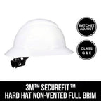3M - CHH-FB-R-W6-SL - Securefit 4-Point Ratchet Full Brim Hard Hat White