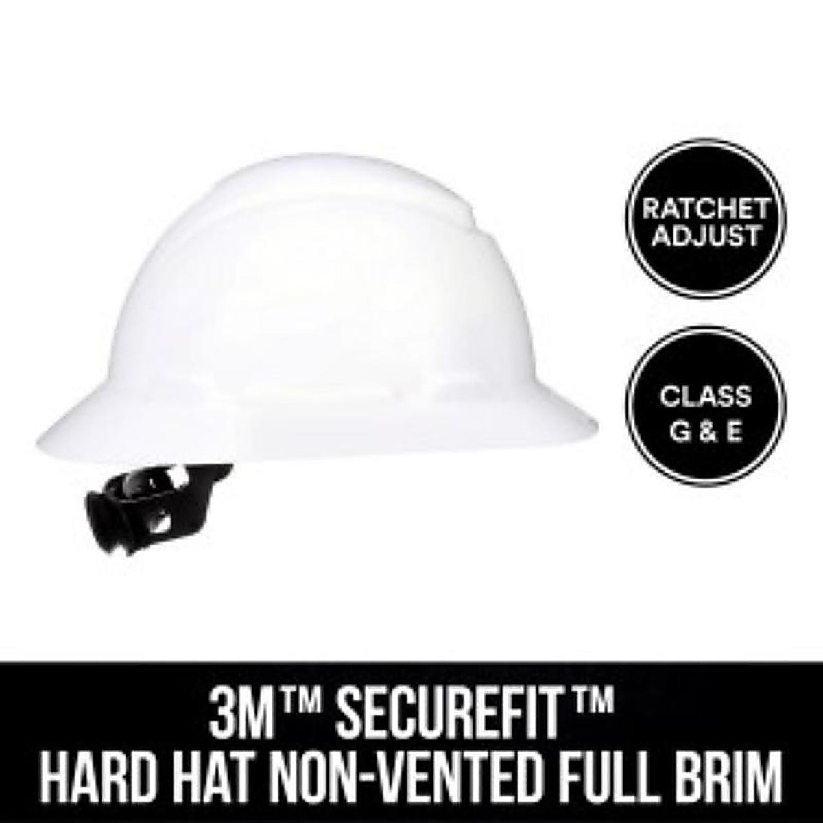 3M - CHH-FB-R-W6-SL - Securefit 4-Point Ratchet Full Brim Hard Hat White