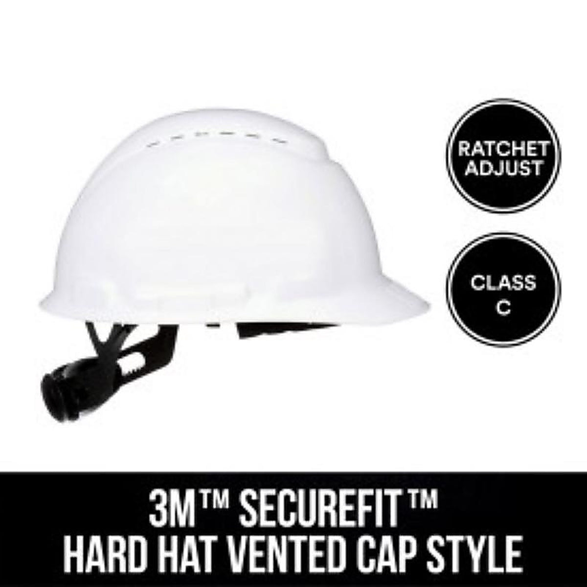 3M - CHH-V-R-W6-SL - Securefit 4-Point Ratchet Hard Hat White Vented