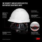 3M - CHH-V-R-W6-SL - Securefit 4-Point Ratchet Hard Hat White Vented