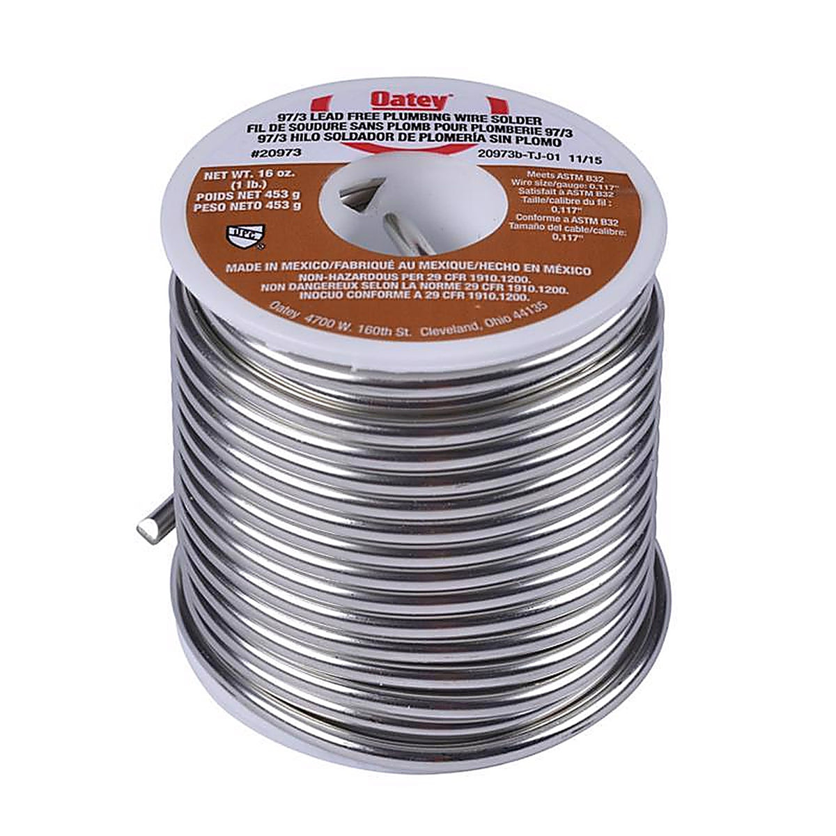 Oatey - 20973 - Lead-Free Plumbing Wire Solder Metal 97/3 1 Piece