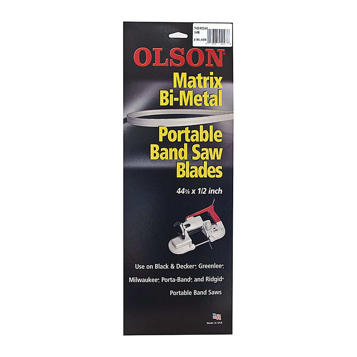 Olson BM92243 44.9 in. L X 0.5 in. W Bi-Metal Portable Band Saw Blade 14 TPI Regular teeth 3 pk