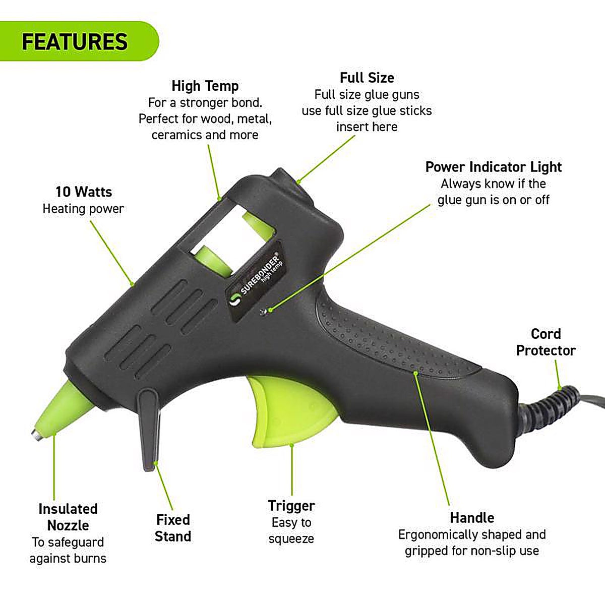 Surebonder - GM-160 - Essentials 10 W High Temperature Mini Glue Gun 120 V