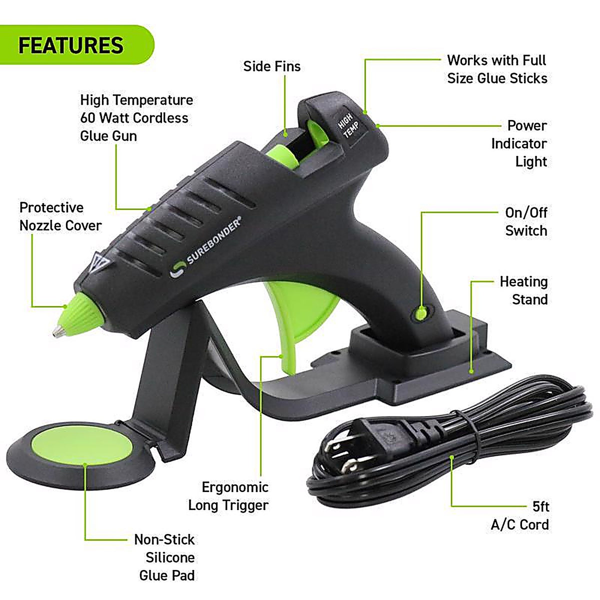 Surebonder - CL-800FW-N - 60 W High Temperature Cordless Glue Gun 120 V