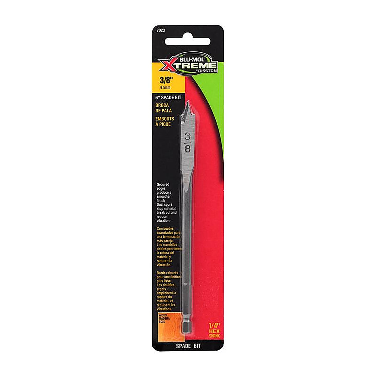 Blu-Mol Xtreme - E0217023 - 3/8 In. X 6 In. L Carbon Steel Spade Bit HEX Shank 1 Pack