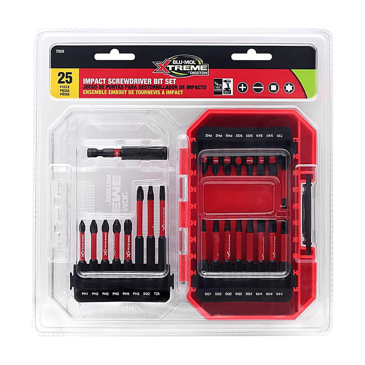Blu-Mol Xtreme - E0217059 - Assorted Impact Driver Bit Set S2 Tool Steel 25 Piece