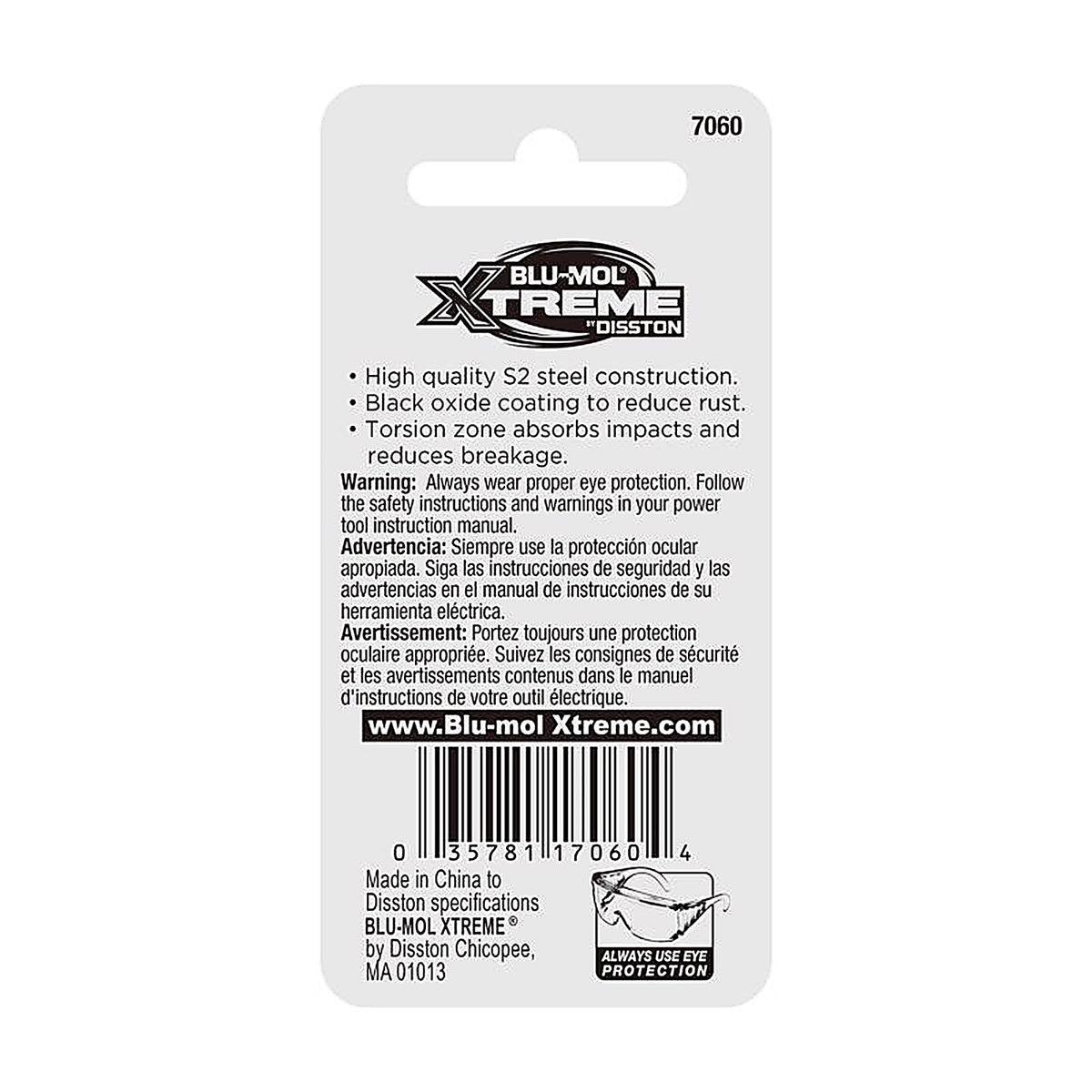 Blu-Mol Xtreme - E0217060 - Assorted 1 In. Impact Driver Bit Set S2 Tool Steel 5 Piece