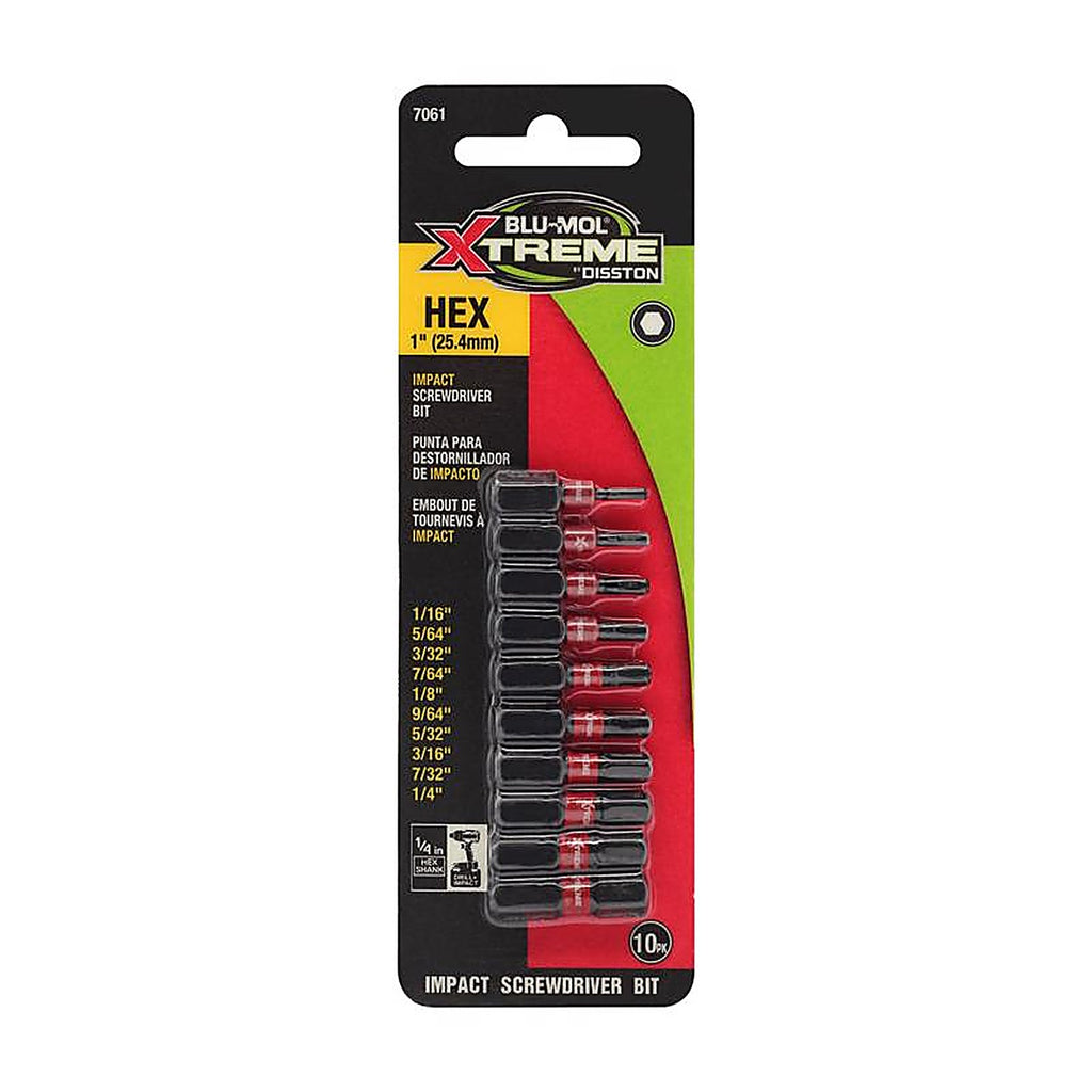 Blu-Mol Xtreme - E0217061 - Assorted 1 In. Impact Driver Bit Set S2 Tool Steel 10 Piece