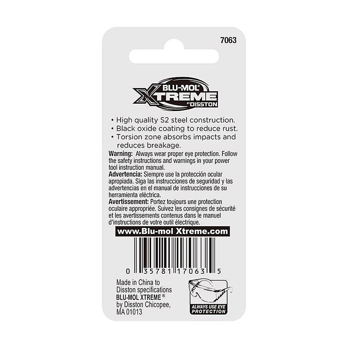 Blu-Mol Xtreme - E0217063 - Phillips #3 X 1 In. L Screwdriver Bit S2 Tool Steel 2 Piece
