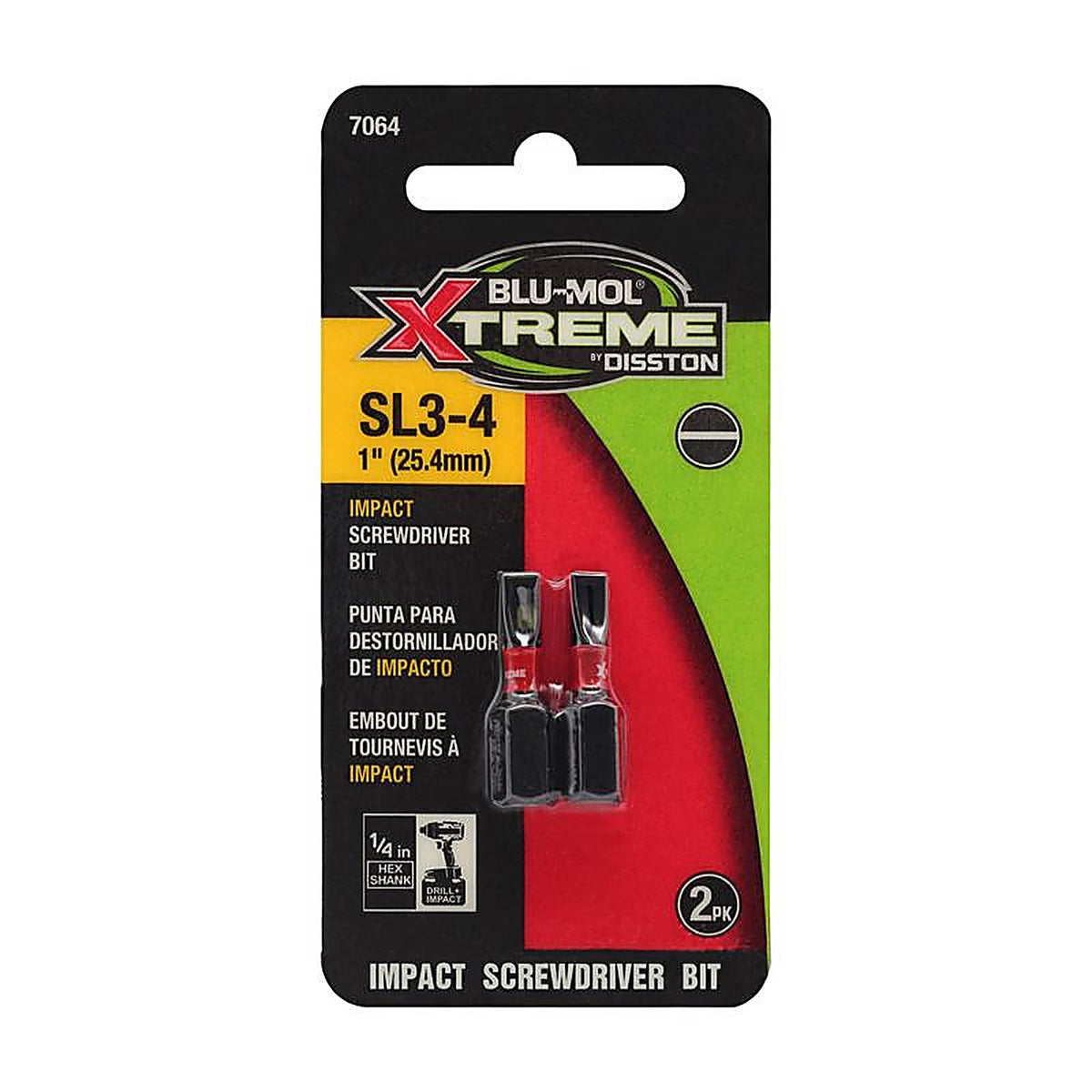 Blu-Mol Xtreme - E0217064 - Slotted #3/#4 X 1 In. L Screwdriver Bit S2 Tool Steel 2 Piece
