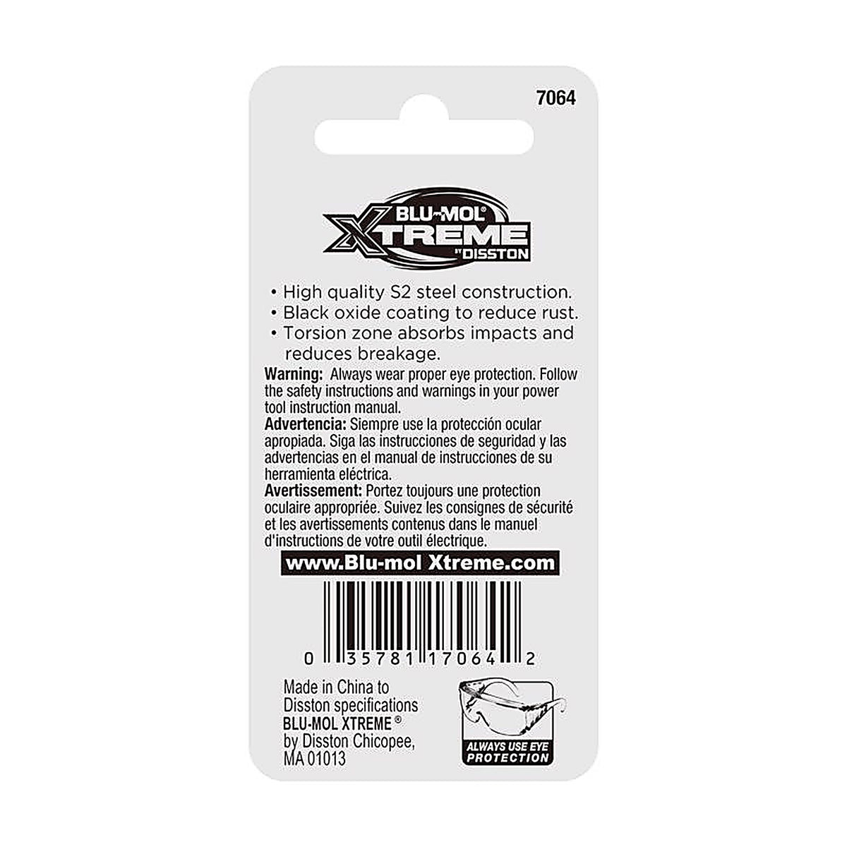 Blu-Mol Xtreme - E0217064 - Slotted #3/#4 X 1 In. L Screwdriver Bit S2 Tool Steel 2 Piece