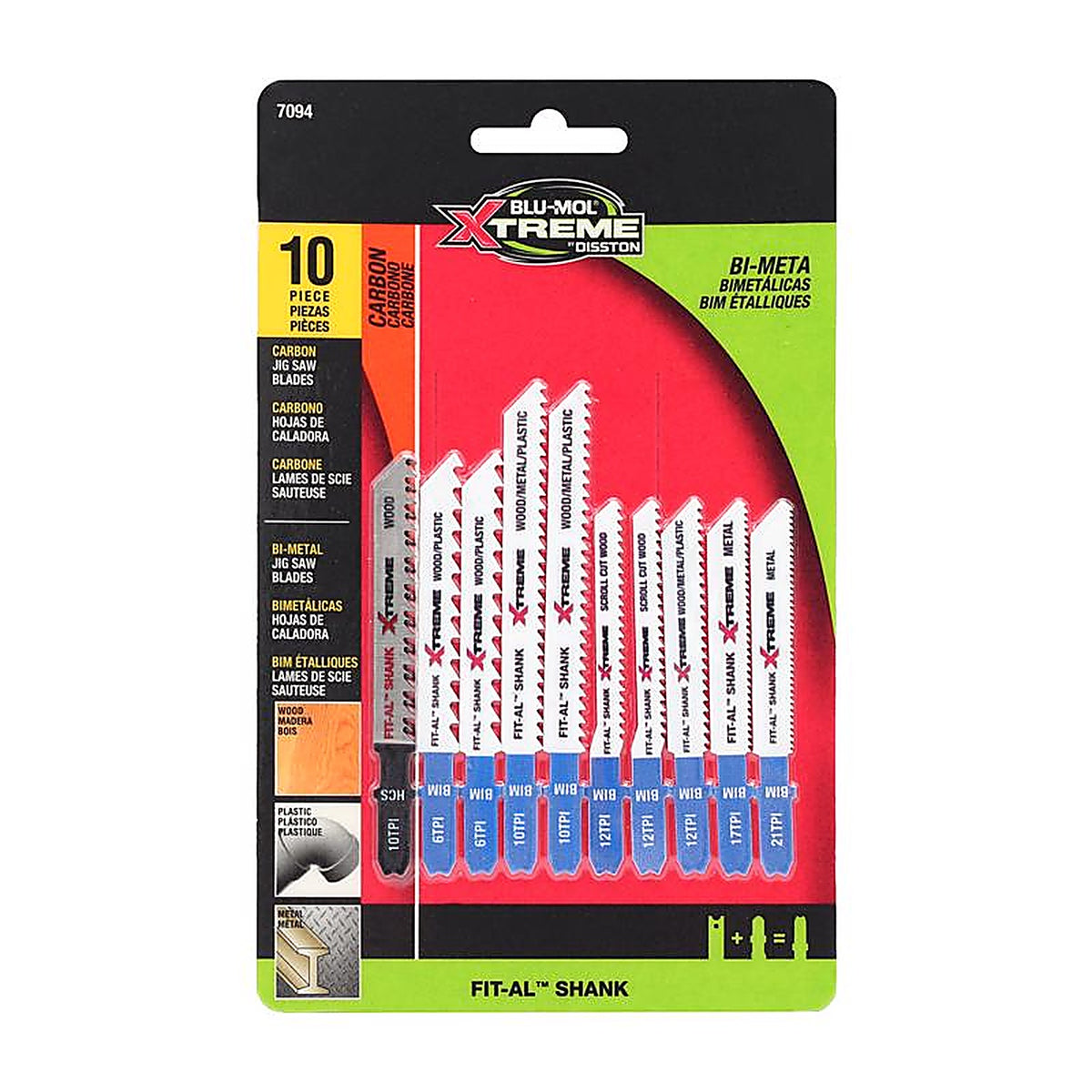 Blu-Mol Xtreme - E0217094 - Bi-Metal Universal Jig Saw Blade Set 10 Piece