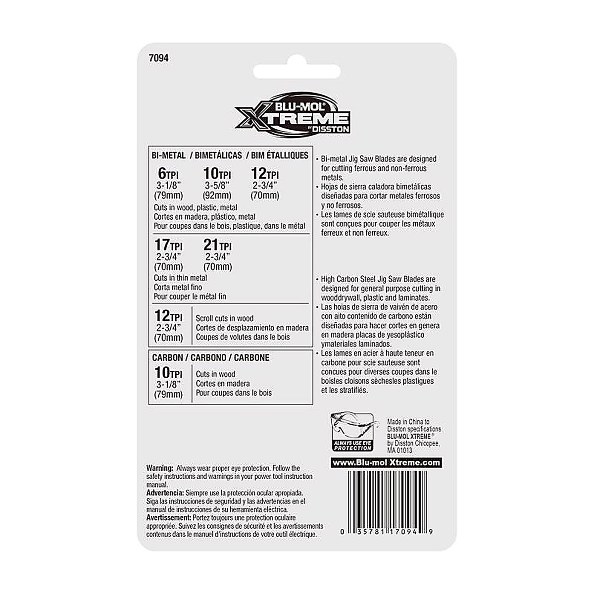 Blu-Mol Xtreme - E0217094 - Bi-Metal Universal Jig Saw Blade Set 10 Piece