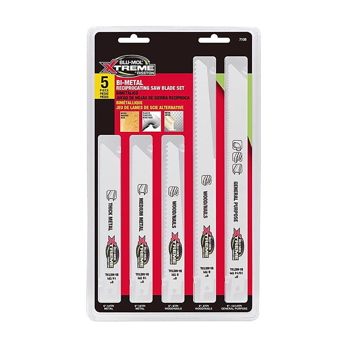 Blu-Mol Xtreme - E0217106 - Bi-Metal Reciprocating Saw Blade Set 5 Piece
