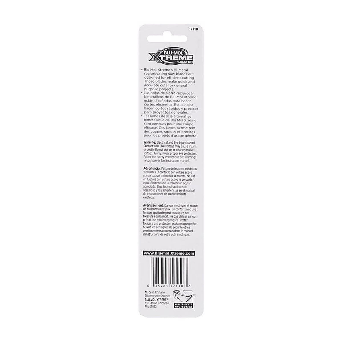 Blu-Mol Xtreme - E0217110 - 6 In. Bi-Metal Reciprocating Blade 6 TPI 1 Pack