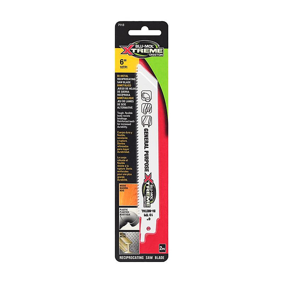 Blu-Mol Xtreme - E0217113 - 6 In. Bi-Metal Reciprocating Saw Blade 10 TPI 1 Pack