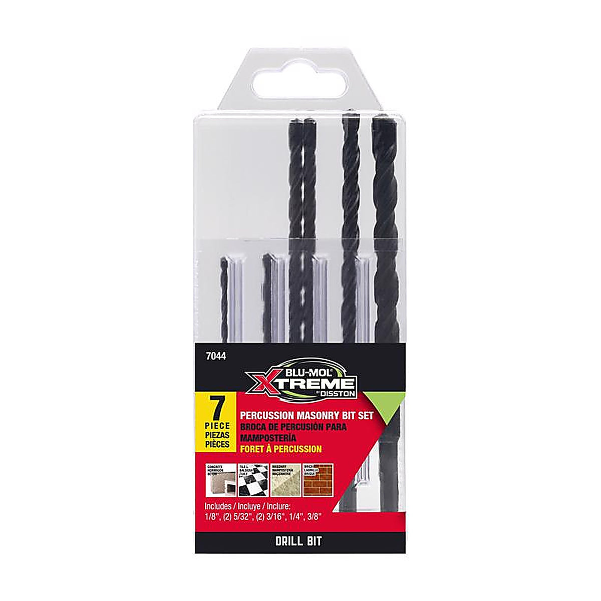 Disston - E0217044 - Blu-Mol Xtreme Carbide Tipped Masonry Drill Bit Set Straight Shank 7 Piece