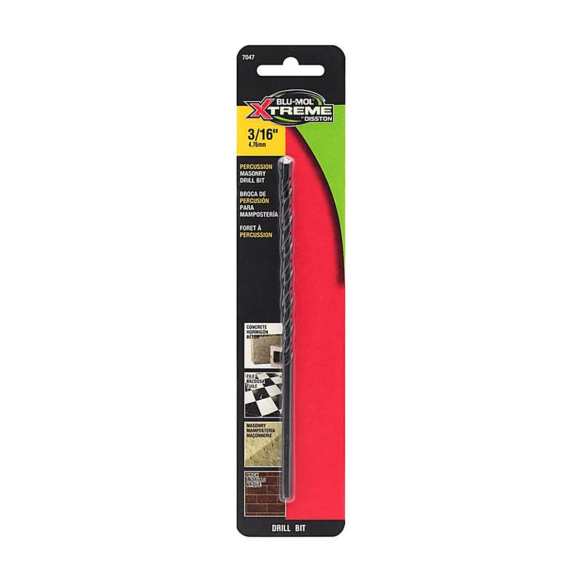 Disston - E0217047 - Blu-Mol Xtreme 3/16 In. X 6 In. L Carbide Tipped Masonry Drill Bit Straight Shank 1 Pack
