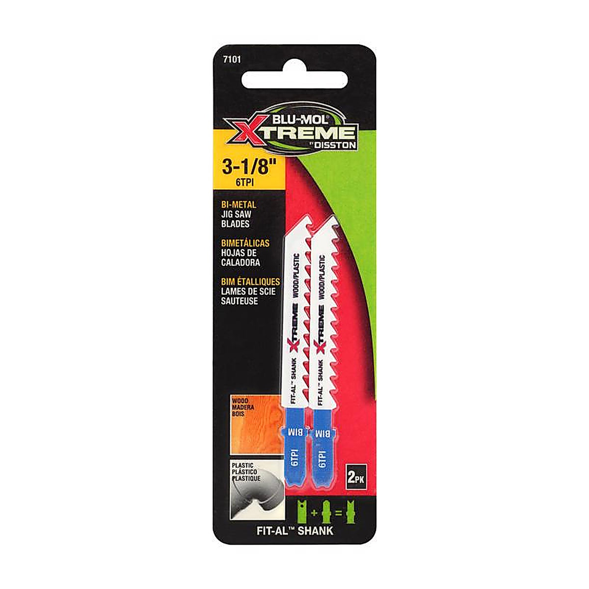 Blu-Mol Xtreme - E0217101 - 3-1/8 In. Bi-Metal Universal Jig Saw Blade 6 TPI 2 Pack