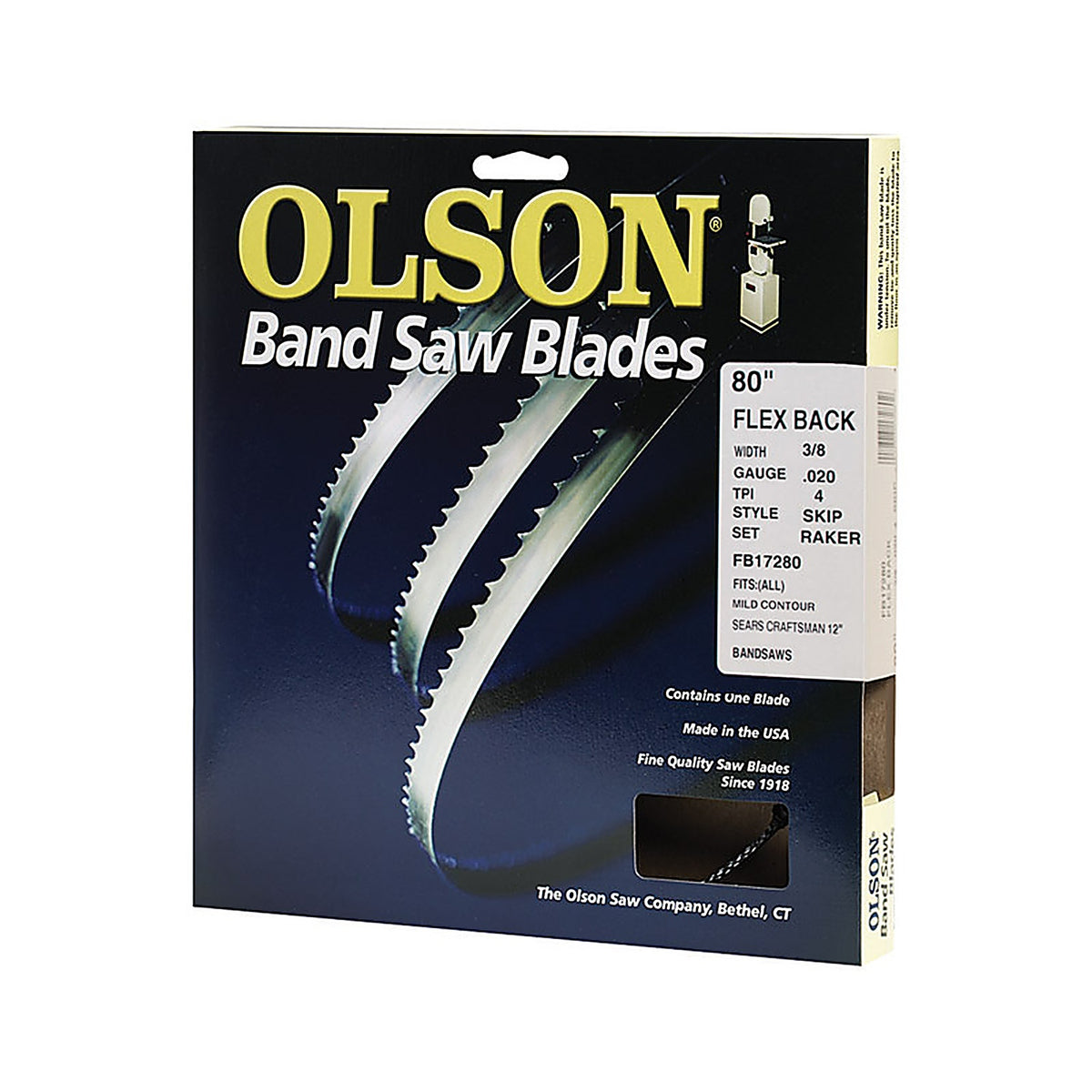 Olson Saw WB58280DB 80 in. L x 0.4 in. W x 0.02 in. thick Carbon Steel Band Saw Blade 4 TPI Skip teeth 1/Pack