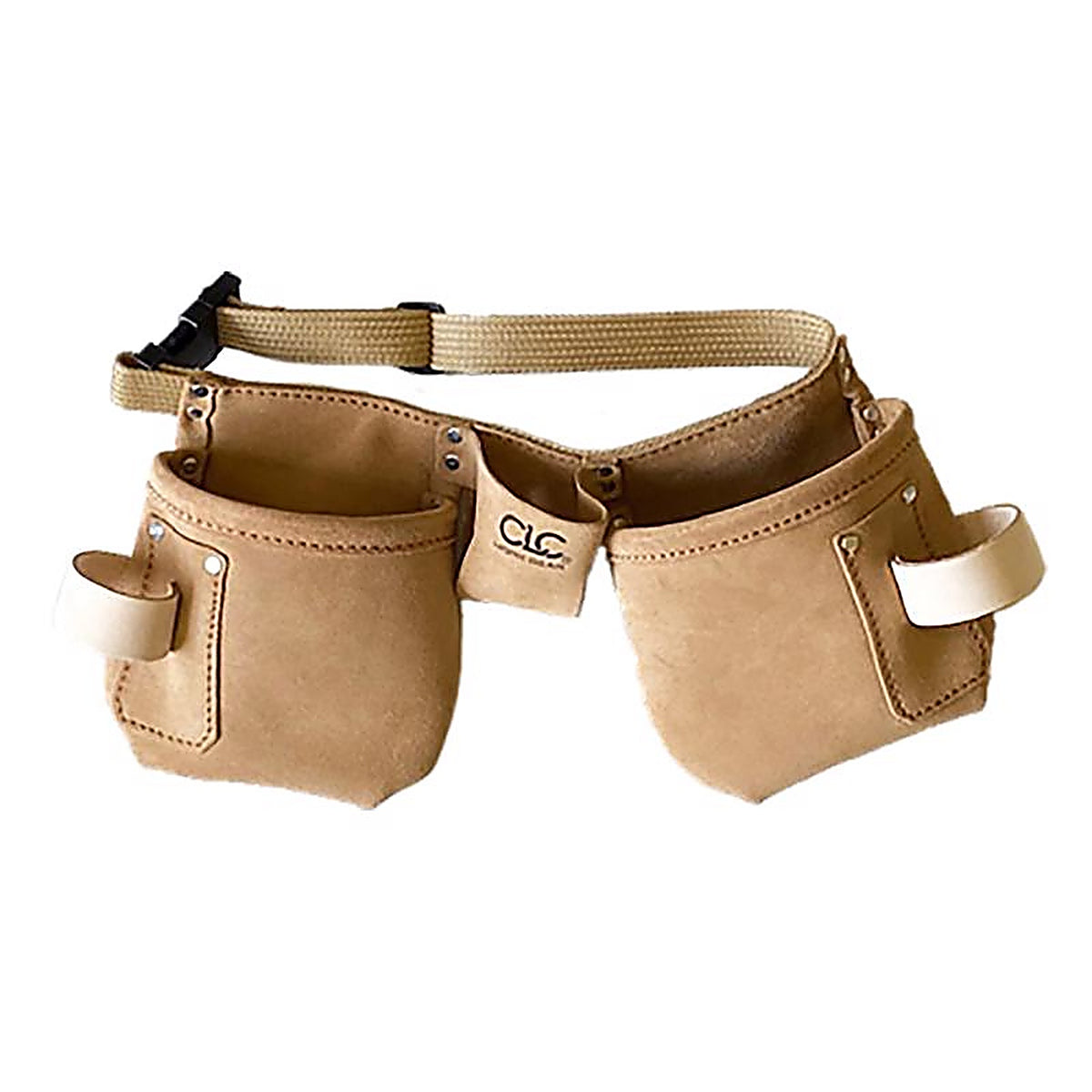 CLC - 710X - 12 Pocket Suede Leather Child Tool and Nail Bag with Belt Beige