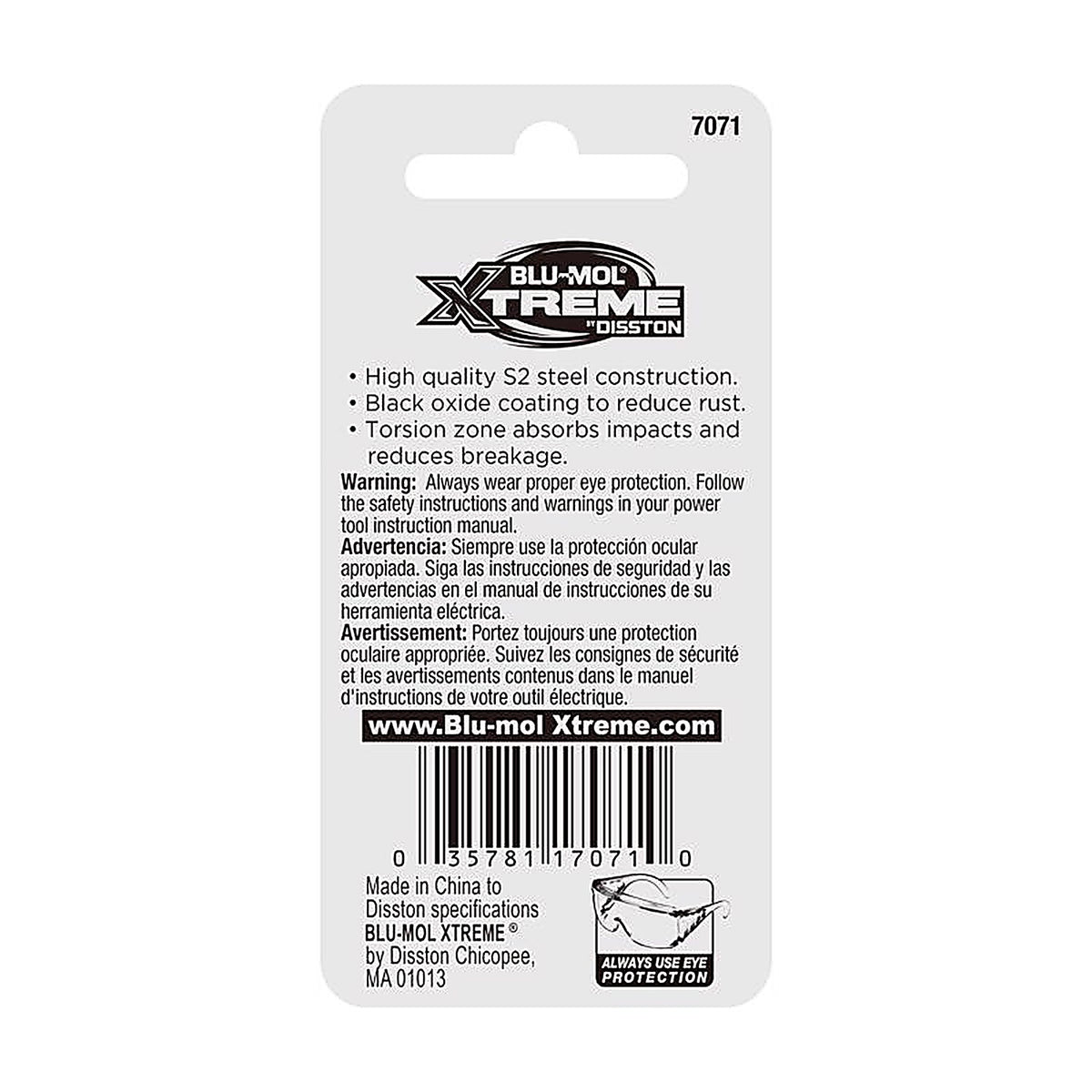 Blu-Mol Xtreme - E0217071 - Torx 27 X 1 In. L Screwdriver Bit S2 Tool Steel 2 Piece