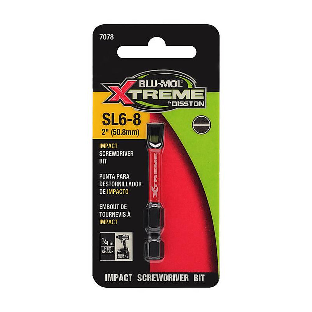 Blu-Mol Xtreme - E0217078 - Slotted 6-8 X 2 In. L Screwdriver Bit S2 Tool Steel 2 Piece