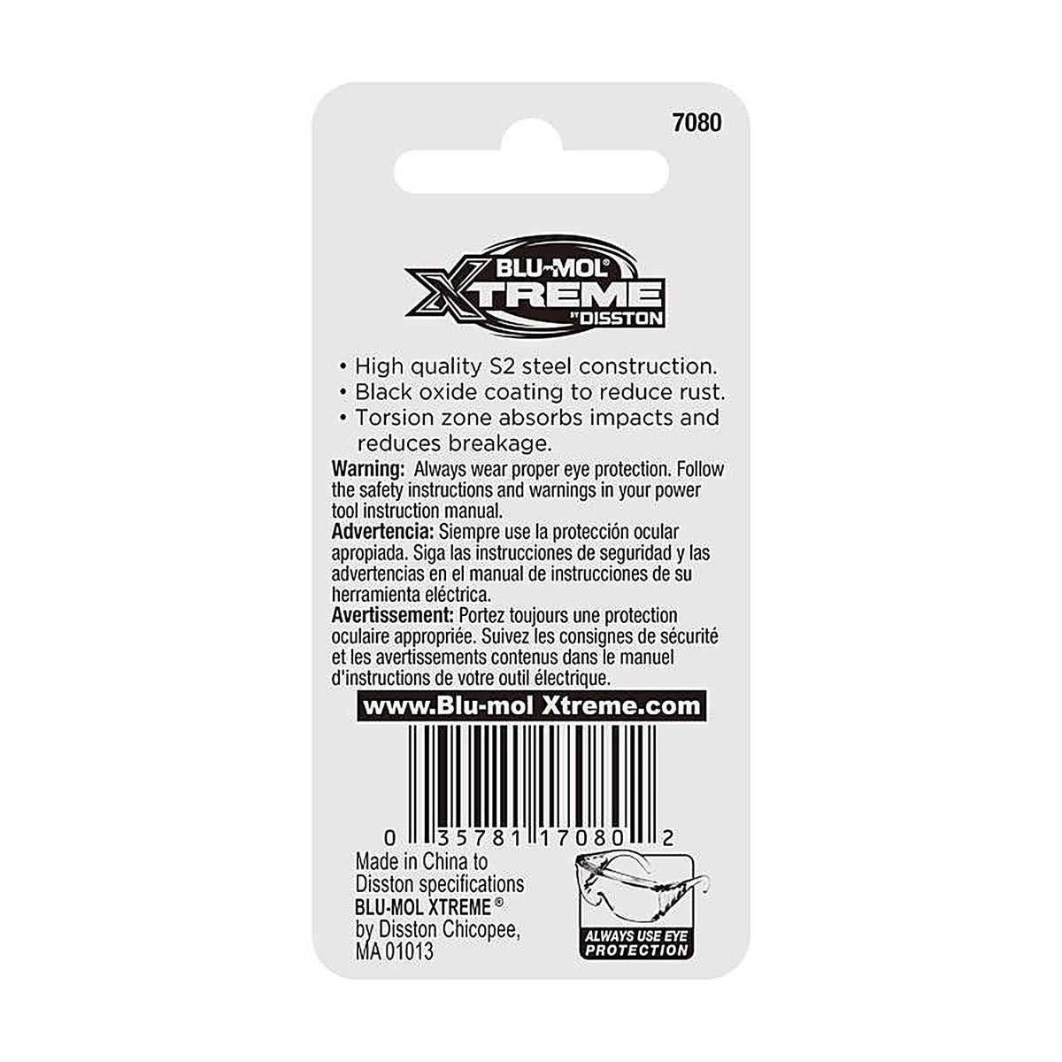 Blu-Mol Xtreme - E0217080 - Slotted 10-12 X 2 In. L Screwdriver Bit S2 Tool Steel 2 Piece
