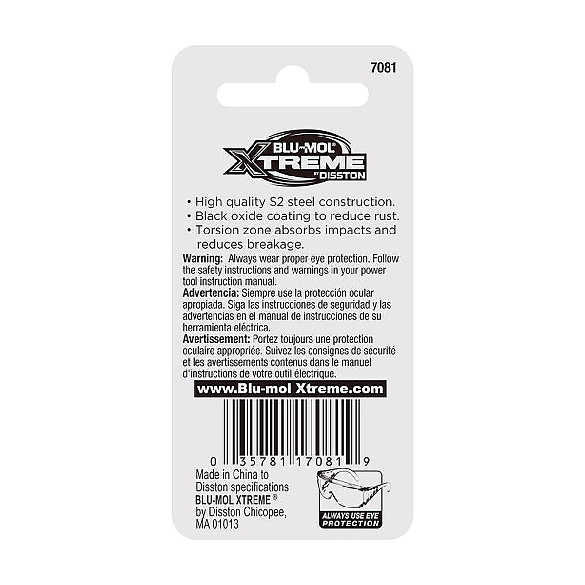Blu-Mol Xtreme - E0217081 - Square 1 X 2 In. L Screwdriver Bit S2 Tool Steel 2 Piece