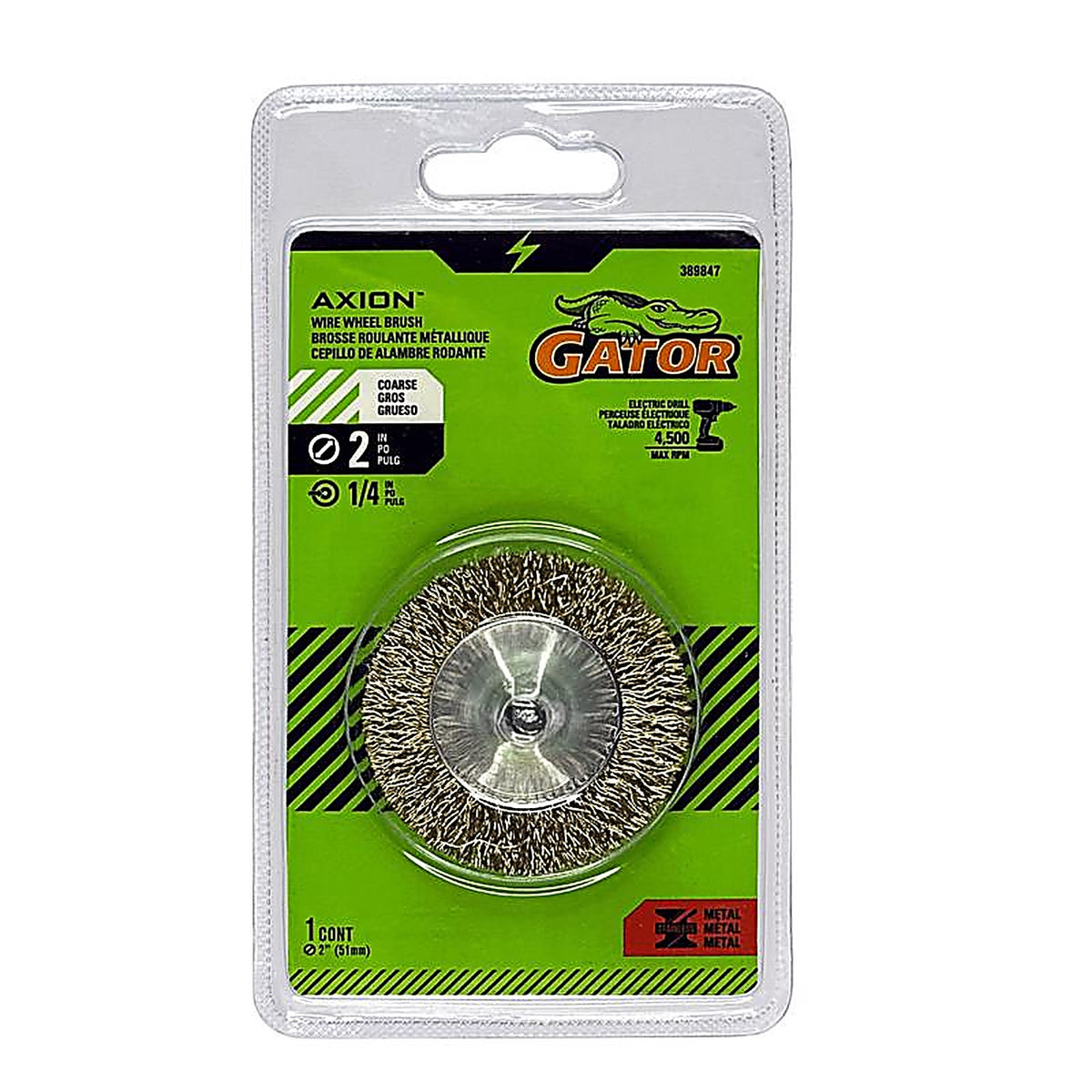 Gator - 389847 - 2 In. Coarse Crimped Wire Wheel Brush Brass Coated Steel 4500 Rpm 1 Piece