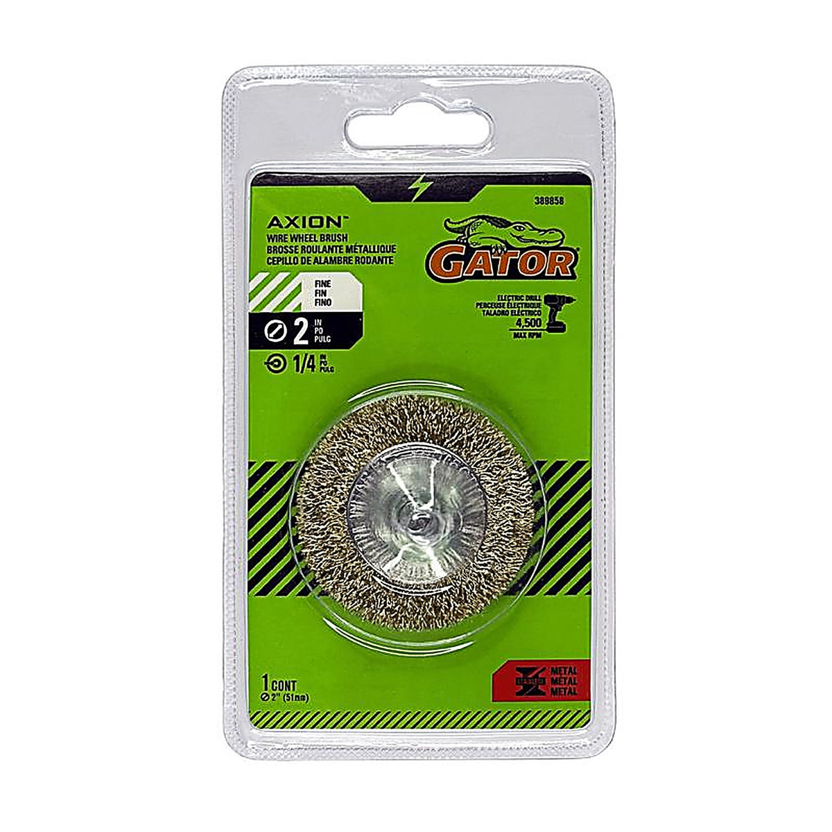 Gator - 389858 - 2 In. Fine Crimped Wire Wheel Brush Brass Coated Steel 4500 Rpm 1 Piece