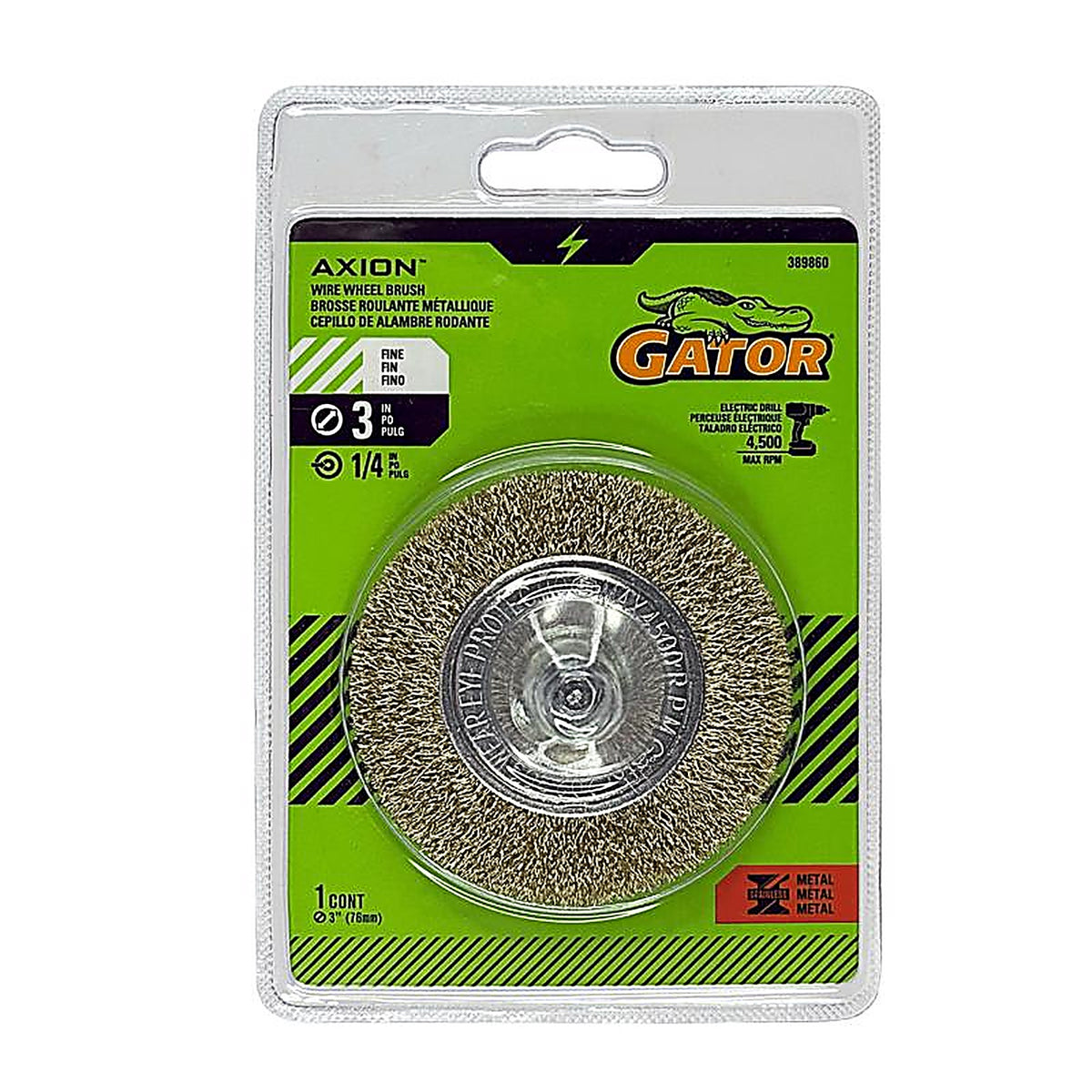 Gator - 389860 - 3 In. Fine Crimped Wire Wheel Brush Brass Coated Steel 4500 Rpm 1 Piece