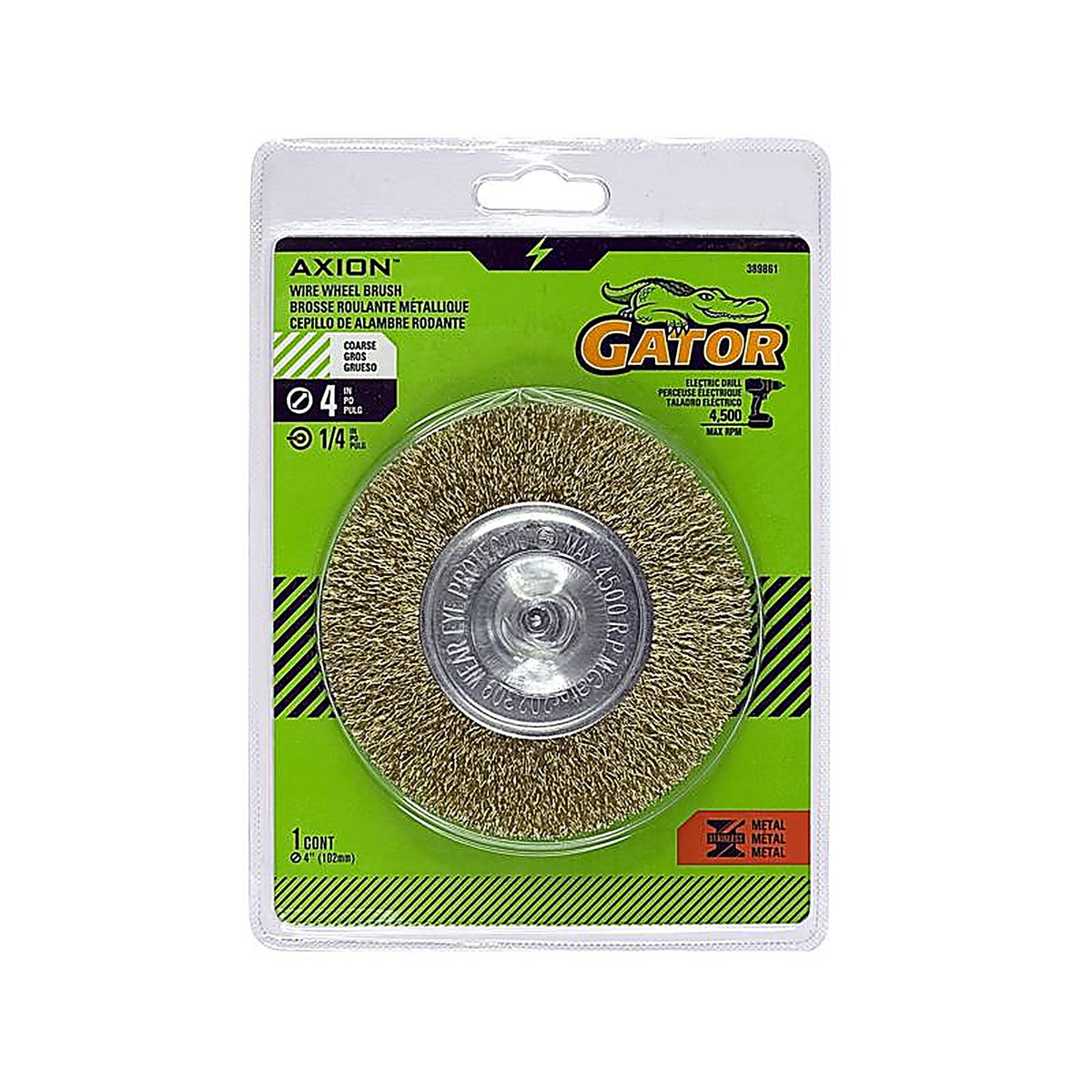 Gator - 389861 - 4 In. Coarse Crimped Wire Wheel Brush Brass Coated Steel 4500 Rpm 1 Piece