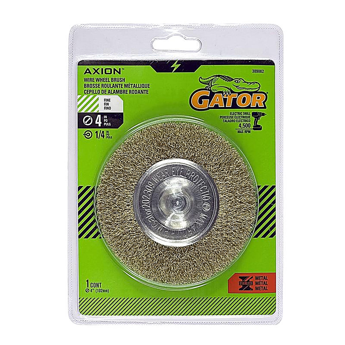 Gator - 389862 - 4 In. Fine Crimped Wire Wheel Brush Brass Coated Steel 4500 Rpm 1 Piece